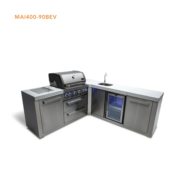 Mont Alpi 4-Burner Island With 90-Degree Corner And Beverage Center