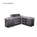 Mont Alpi 6-Burner L-Shaped Black Series Outdoor Kitchen Island With Corner Unit & Extra Drawer Slides Cabinet