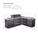 Mont Alpi 6-Burner L-Shaped Black Series Outdoor Kitchen Island With Corner Unit & Extra Drawer Slides Cabinet