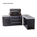 Mont Alpi 6-Burner L-Shaped Black Series Outdoor Kitchen Island With Corner Unit & Extra Drawer Slides Cabinet