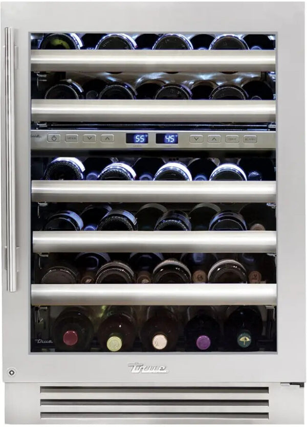 True 24″ Dual Zone Wine Cabinet Stainless Glass
