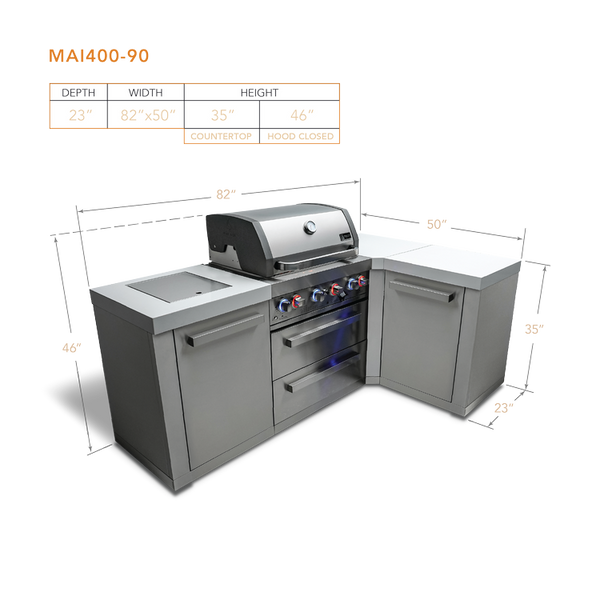 Mont Alpi 4-Burner Island With A 90-Degree Corner