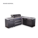 Mont Alpi 6-Burner L-Shaped Black Series Outdoor Kitchen Island With Extra Storage Cabinet