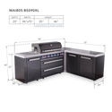 Mont Alpi 6-Burner L-Shaped Black Series Outdoor Kitchen Island With Extra Storage Cabinet