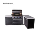 Mont Alpi 6-Burner L-Shaped Black Series Outdoor Kitchen Island With Extra Storage Cabinet
