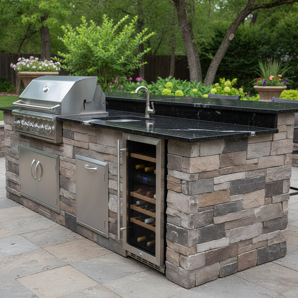 American Made Grills 15-Inch Outdoor Wine Cooler with Glass Door