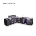 Mont Alpi 6-Burner L-Shaped Black Series Outdoor Kitchen Island With Beverage Center & Extra Drawer Slides Cabinet