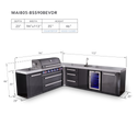 Mont Alpi 6-Burner L-Shaped Black Series Outdoor Kitchen Island With Beverage Center & Extra Drawer Slides Cabinet