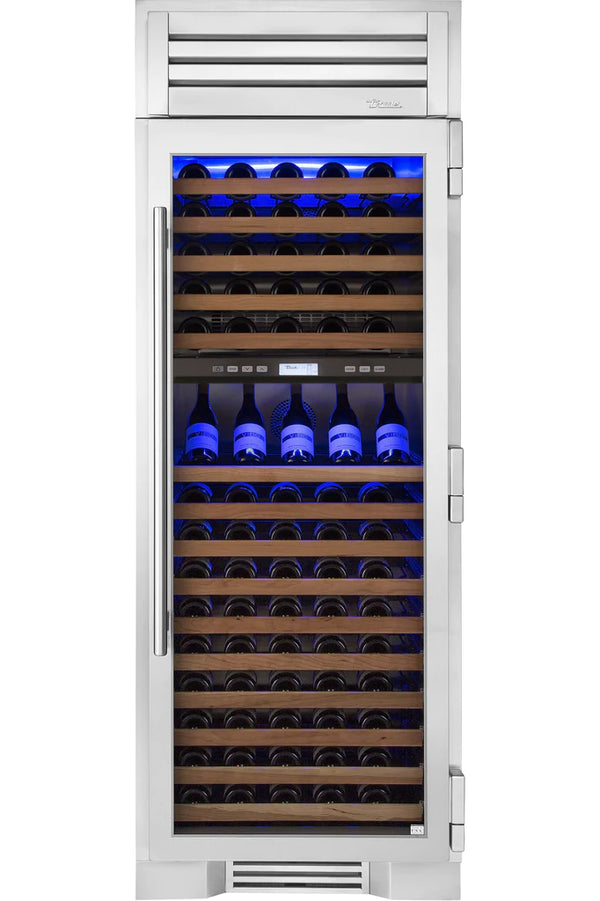 True 30 inch column - 150 bottle dual zone wine - glass door