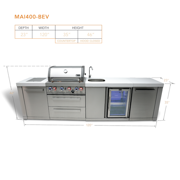 Mont Alpi 4-Burner Island With A Beverage Center