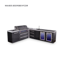 Mont Alpi 6-Burner L-Shaped Black Series Outdoor Kitchen Island With Beverage Center, Corner Fridge & Extra Drawer Slides Cabinet