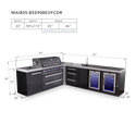 Mont Alpi 6-Burner L-Shaped Black Series Outdoor Kitchen Island With Beverage Center, Corner Fridge & Extra Drawer Slides Cabinet