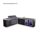 Mont Alpi 6-Burner L-Shaped Black Series Outdoor Kitchen Island With Beverage Center, Corner Fridge & XL Extra Storage Cabinet