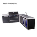 Mont Alpi 6-Burner L-Shaped Black Series Outdoor Kitchen Island With Beverage Center, Corner Fridge & XL Extra Storage Cabinet