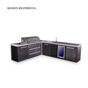 Mont Alpi 6-Burner L-Shaped Black Series Outdoor Kitchen Island With Beverage Center And Extra Storage Cabinet