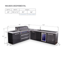 Mont Alpi 6-Burner L-Shaped Black Series Outdoor Kitchen Island With Beverage Center And Extra Storage Cabinet