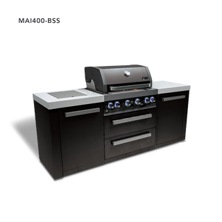 Mont Alpi 4-Burner Black Stainless Steel Island