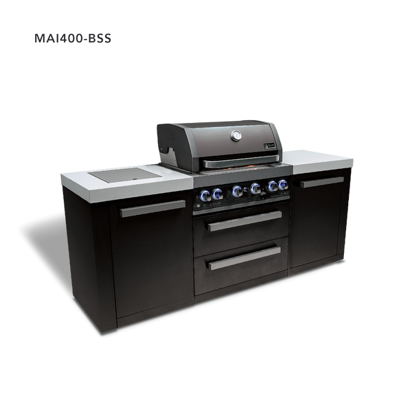 Mont Alpi 4-Burner Black Stainless Steel Island