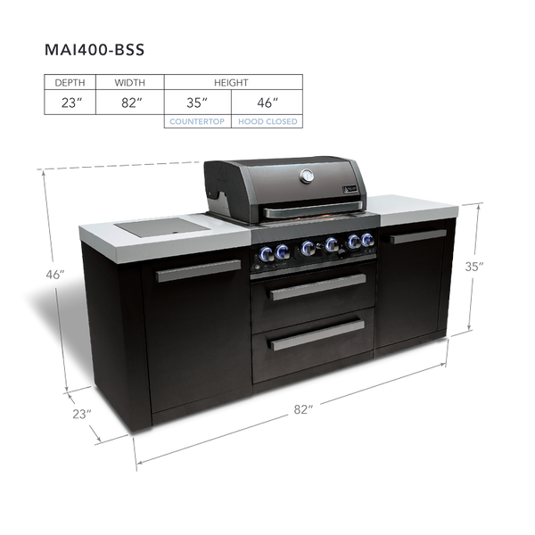 Mont Alpi 4-Burner Black Stainless Steel Island