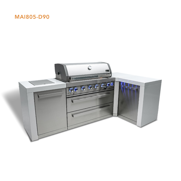 Mont Alpi 6 Burner Deluxe Series Outdoor Kitchen Island with 90 Degree Corner-MAi805-D90XL