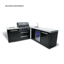 Mont Alpi 4-Burner Black Stainless Steel Island With 90-Degree Corner & Beverage Center