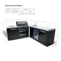 Mont Alpi 4-Burner Black Stainless Steel Island With 90-Degree Corner & Beverage Center