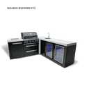 Mont Alpi 4-Burner Black Stainless Steel Island With 90-Degree Corner, Beverage Center And Fridge Cabinet