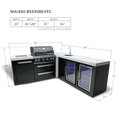 Mont Alpi 4-Burner Black Stainless Steel Island With 90-Degree Corner, Beverage Center And Fridge Cabinet