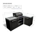 Mont Alpi 4-Burner Black Stainless Steel Island With 90-Degree Corner