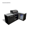Mont Alpi 4-Burner Black Stainless Steel Island With 90-Degree Corner And Fridge Cabinet