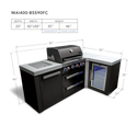 Mont Alpi 4-Burner Black Stainless Steel Island With 90-Degree Corner And Fridge Cabinet