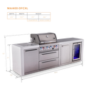 Mont Alpi 4-Burner Deluxe Series Outdoor Kitchen Island with Fridge and Extra Storage Cabinet - MAi400-DFCXL