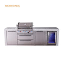 Mont Alpi 4-Burner Deluxe Series Outdoor Kitchen Island with Fridge and Extra Storage Cabinet - MAi400-DFCXL