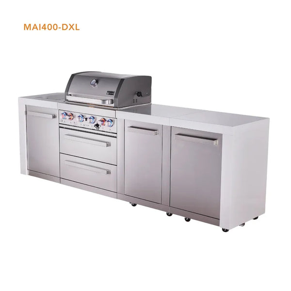 Mont Alpi 4-Burner Deluxe Series Outdoor Kitchen Island with Extra Storage Cabinet - MAi400-DXL