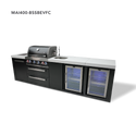 Mont Alpi 4-Burner Black Stainless Steel Island With Beverage Center And Fridge Cabinet