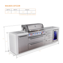 Mont Alpi 6 Burner Deluxe Series Outdoor Kitchen Island with Fridge and Extra Drawer Slides Cabinet - MAi805-DFCDR