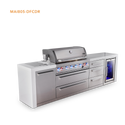 Mont Alpi 6 Burner Deluxe Series Outdoor Kitchen Island with Fridge and Extra Drawer Slides Cabinet - MAi805-DFCDR