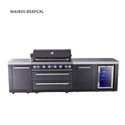 Mont Alpi 6-Burner Black Series Outdoor Kitchen Island With Fridge Module And XL Extra Cabinet
