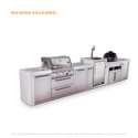 Mont Alpi 4-Burner Deluxe Series Outdoor Kitchen Island With Kegerator And Kamado Module Plus Extra Storage Cabinet