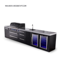 Mont Alpi 6-Burner Black Series Outdoor Kitchen Island With Beverage Center, Fridge And 3-Drawer Cabinet