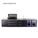 Mont Alpi 6-Burner Black Series Outdoor Kitchen Island With Beverage Center, Fridge And 3-Drawer Cabinet