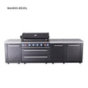 Mont Alpi 6-Burner Black Series Outdoor Kitchen Island With XL Extra Storage Cabinet