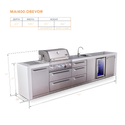 Mont Alpi 4-Burner Deluxe Series Outdoor Kitchen Island With Beverage Center And Extra Storage Drawer Slides - MAi400-DBEVDR