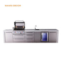 Mont Alpi 4-Burner Deluxe Series Outdoor Kitchen Island With Beverage Center And Extra Storage Drawer Slides - MAi400-DBEVDR