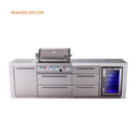 Mont Alpi 4-Burner Deluxe Series Outdoor Kitchen Island With Fridge And Extra Drawer Slides Cabinet - MAi400-DFCDR