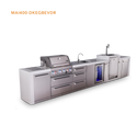 Mont Alpi 4-Burner Deluxe Series Outdoor Kitchen Island With Beverage Center And Kegerator Module Plus Extra Storage Drawer Slides - MAi400-DKEGBEVDR
