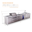 Mont Alpi 4-Burner Deluxe Series Outdoor Kitchen Island With Beverage Center And Kegerator Module Plus Extra Storage Drawer Slides - MAi400-DKEGBEVDR