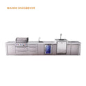 Mont Alpi 4-Burner Deluxe Series Outdoor Kitchen Island With Beverage Center And Kegerator Module Plus Extra Storage Drawer Slides - MAi400-DKEGBEVDR