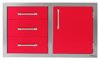 Buy raspberry-red-gloss Alfresco 42-Inch Door Drawer Combo