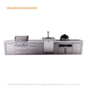 Mont Alpi 4-Burner Deluxe Series Outdoor Kitchen Island With Kegerator And Kamado Grill Module Plus Extra Storage Drawer Slides - MAi400-DKEGKAMDR